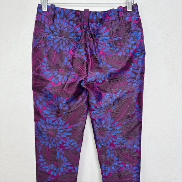 J.crew Womens 0 Midnight Jacquard Floral Slim Trouser In Purple - Picture 12 of 14